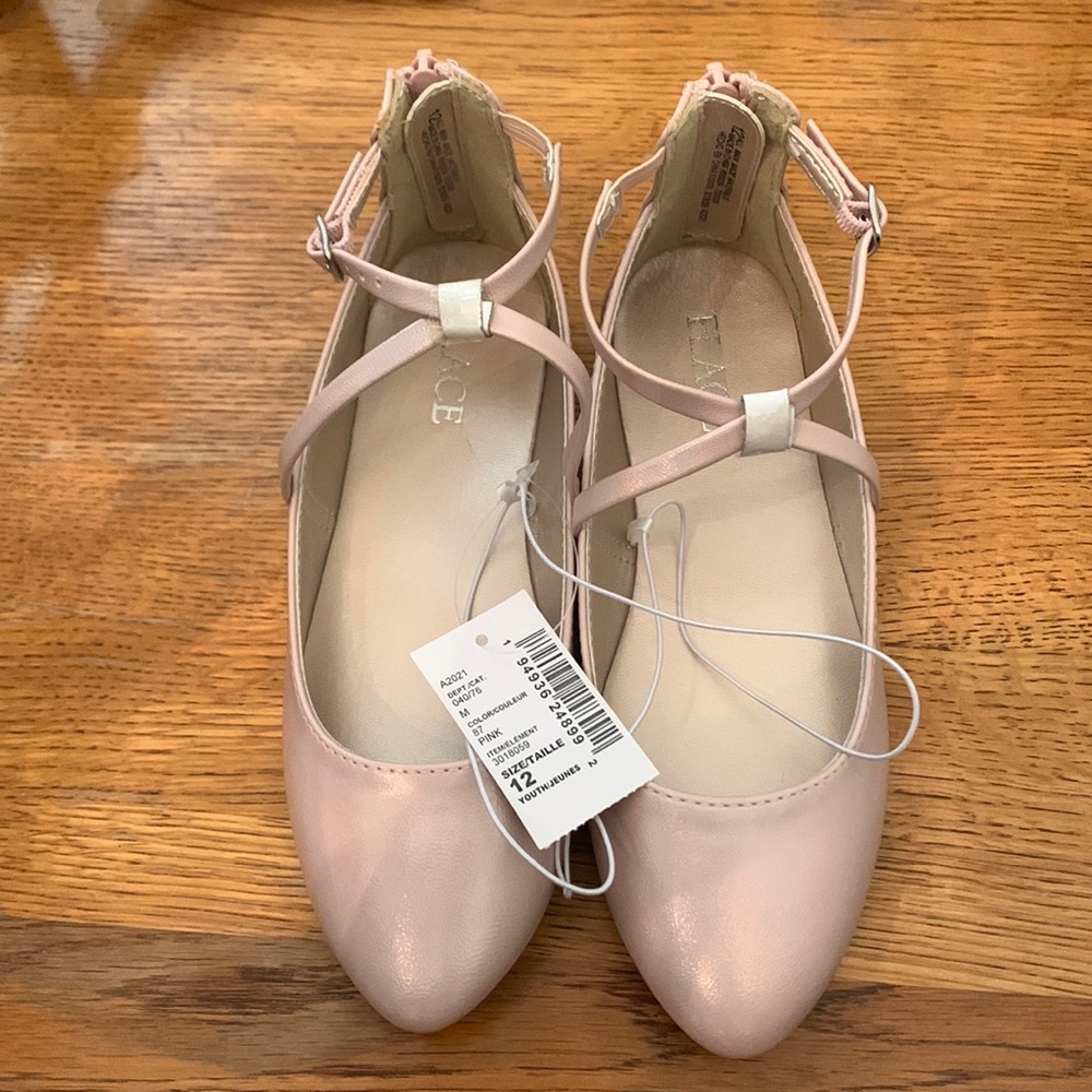 Pink Shimmer Girls Flat Shoe size 12